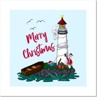 Bowling Lighthouse Christmas Posters and Art